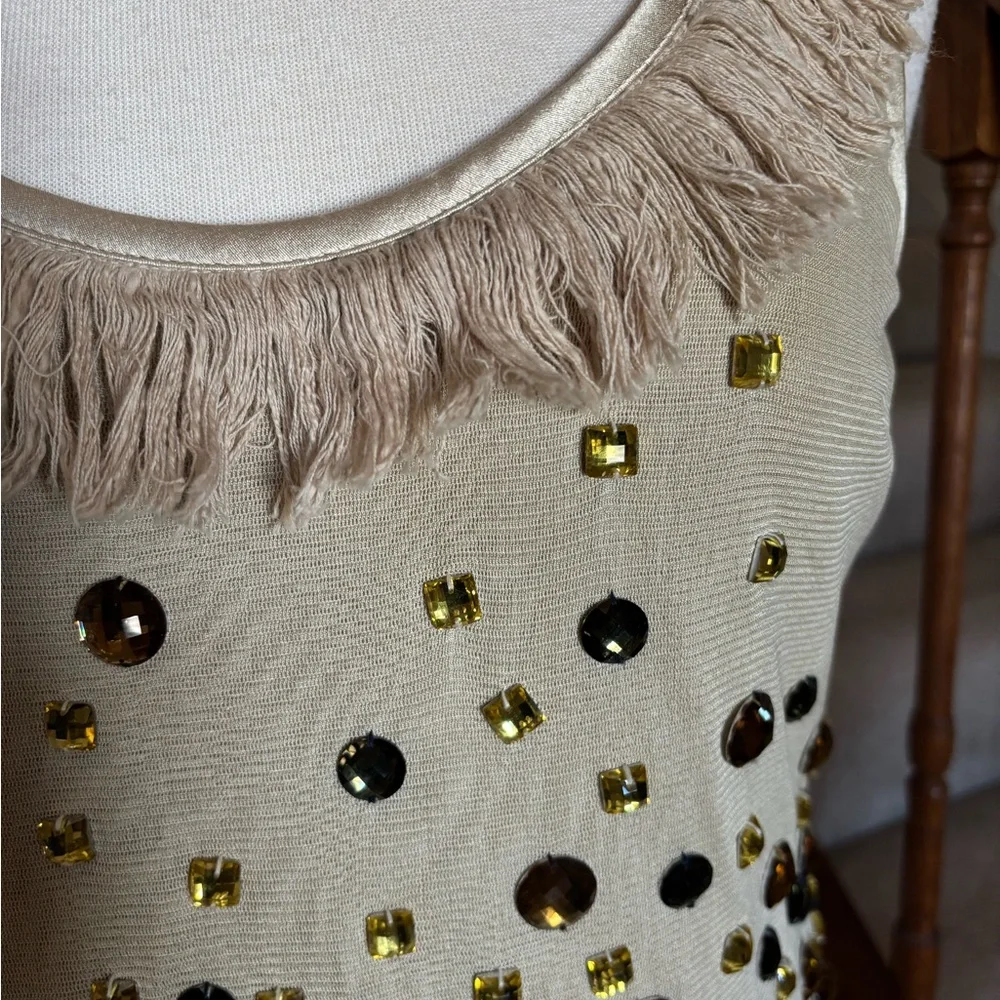 Tory Burch Enid Shell silk and gemstones top